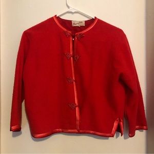 Elegant vintage cashmere red sweater from Hong Kong